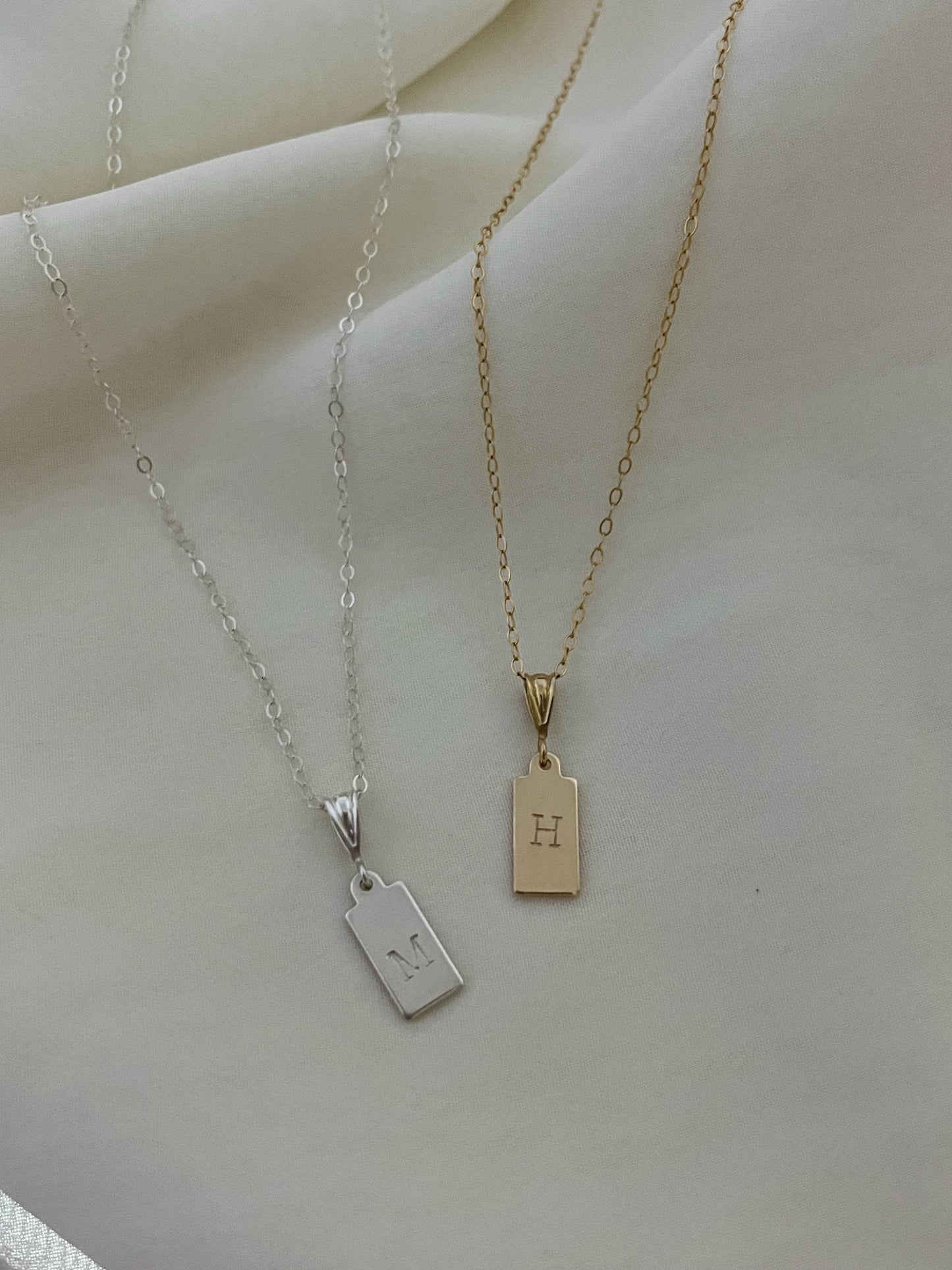 Initial Necklace Silver Classic Chain