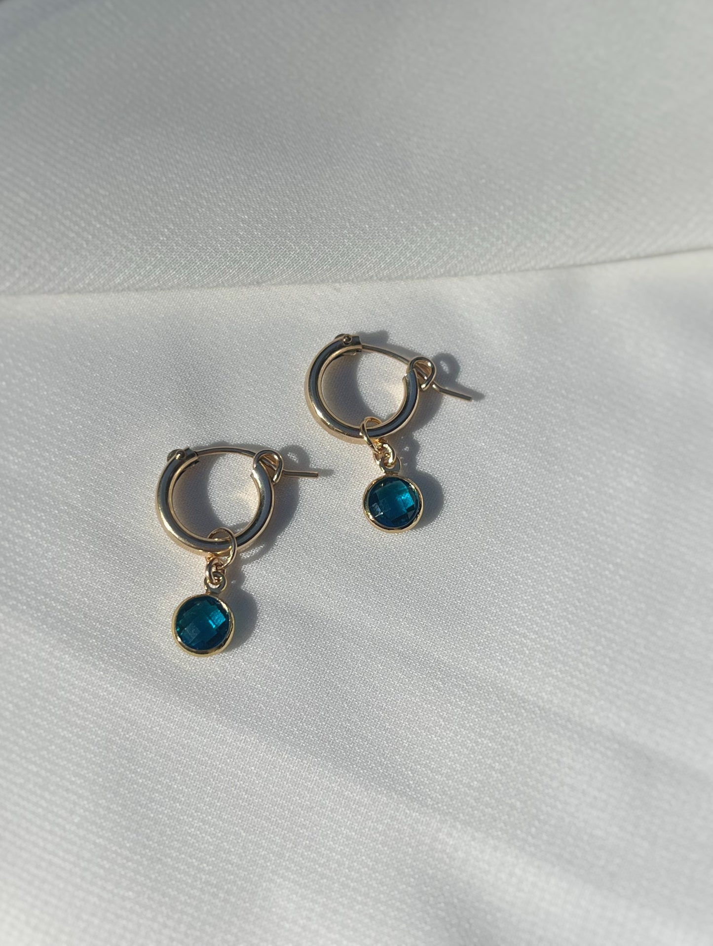 Birthstone Charm Hoop Earring
