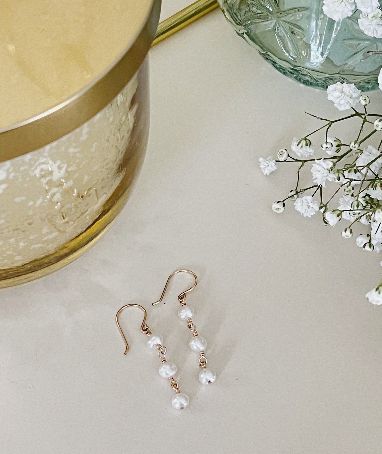 Trio Pearl Drop Earrings