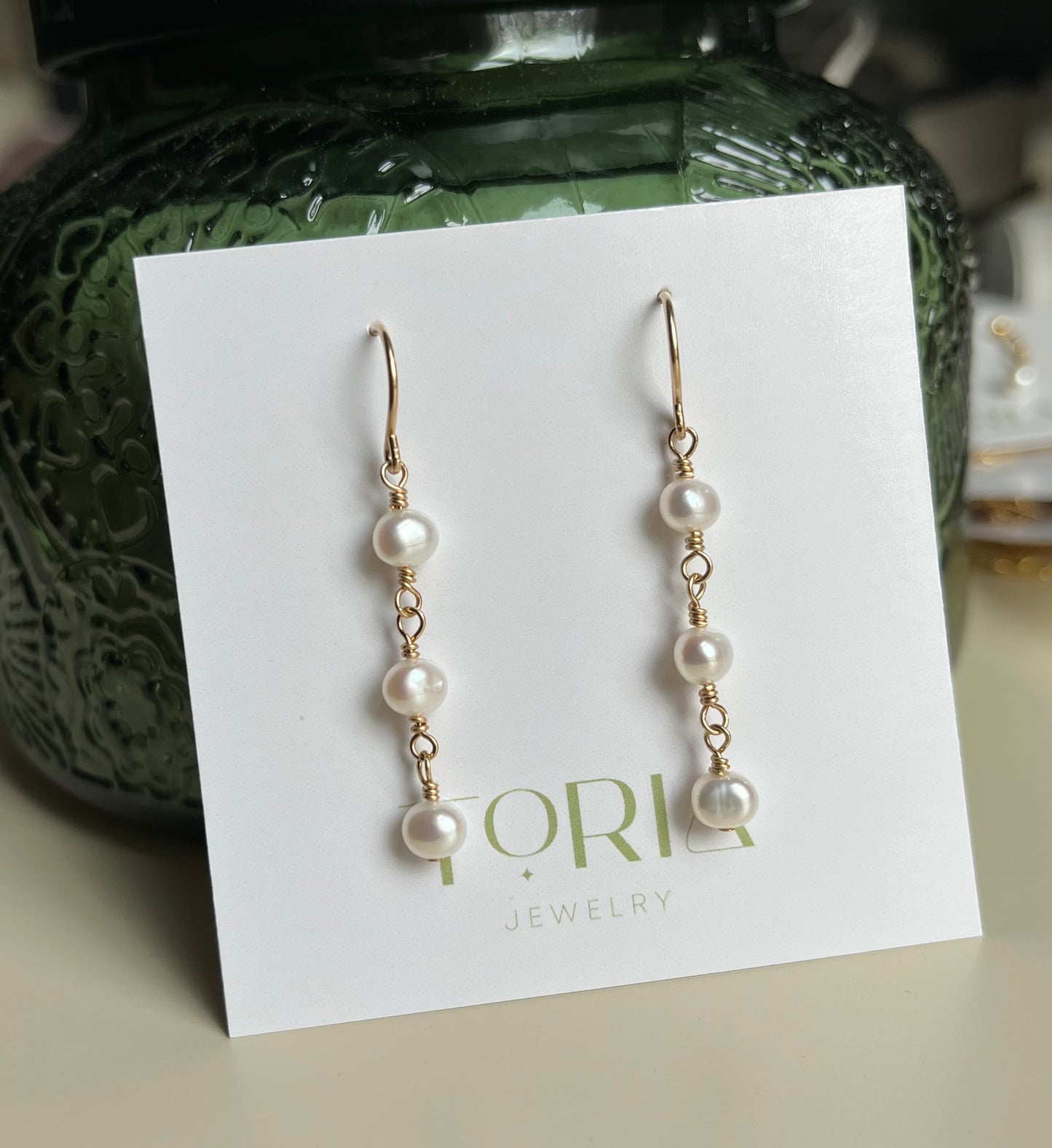Trio Pearl Drop Earrings