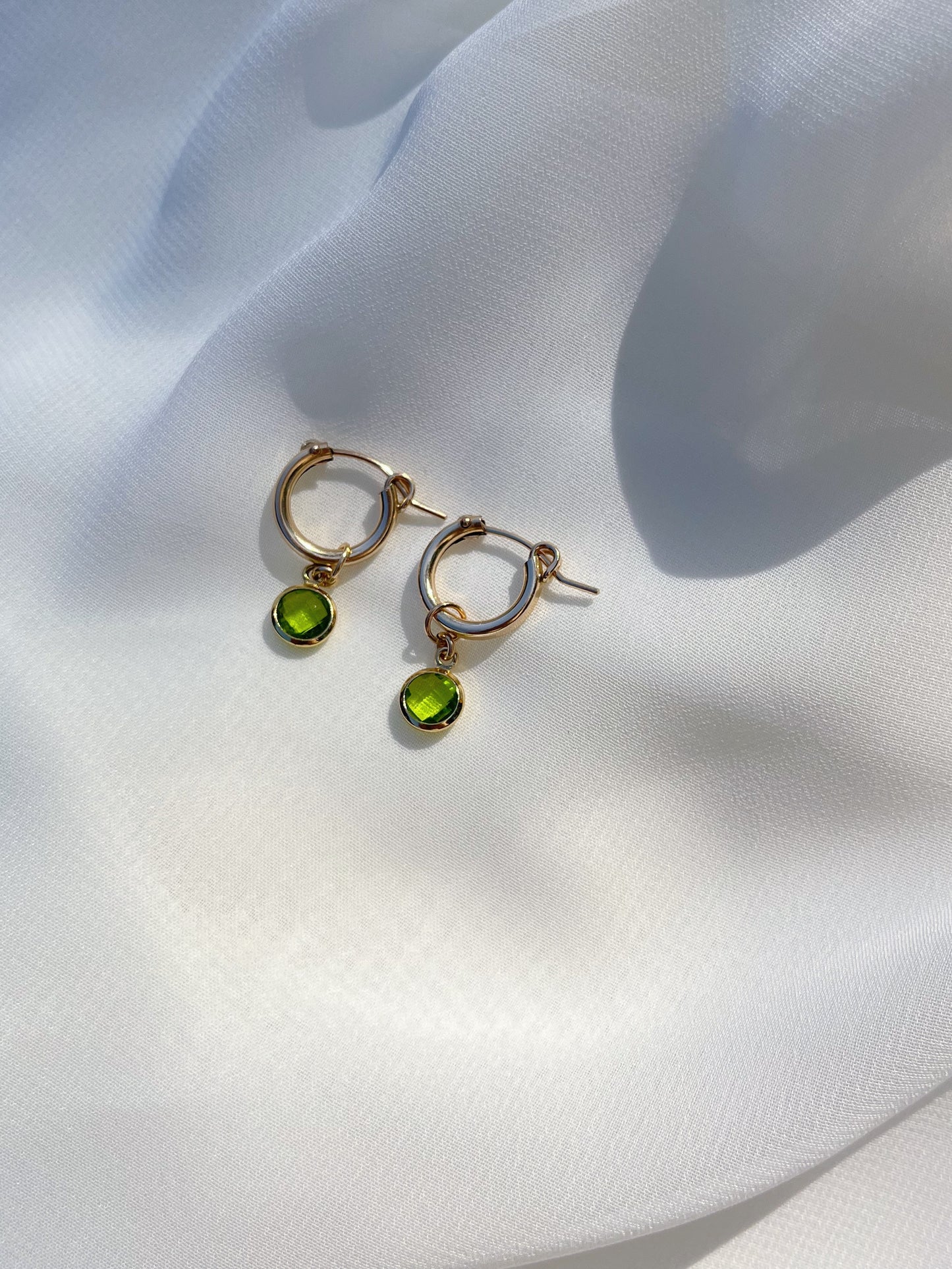 Birthstone Charm Hoop Earring