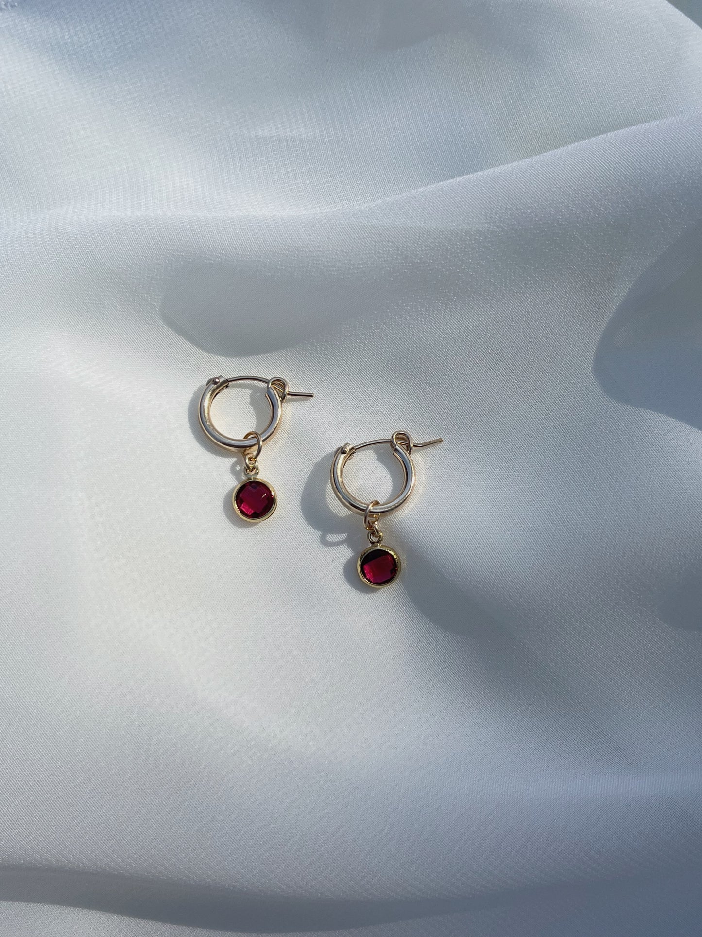 Birthstone Charm Hoop Earring