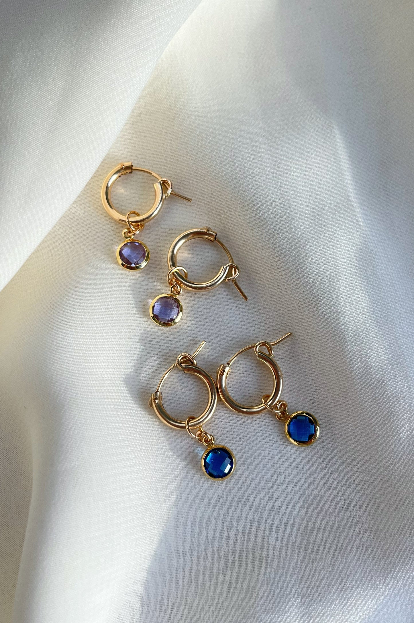 Birthstone Charm Hoop Earring