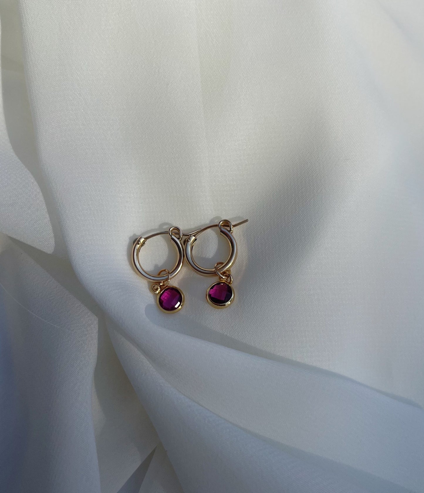 Birthstone Charm Hoop Earring