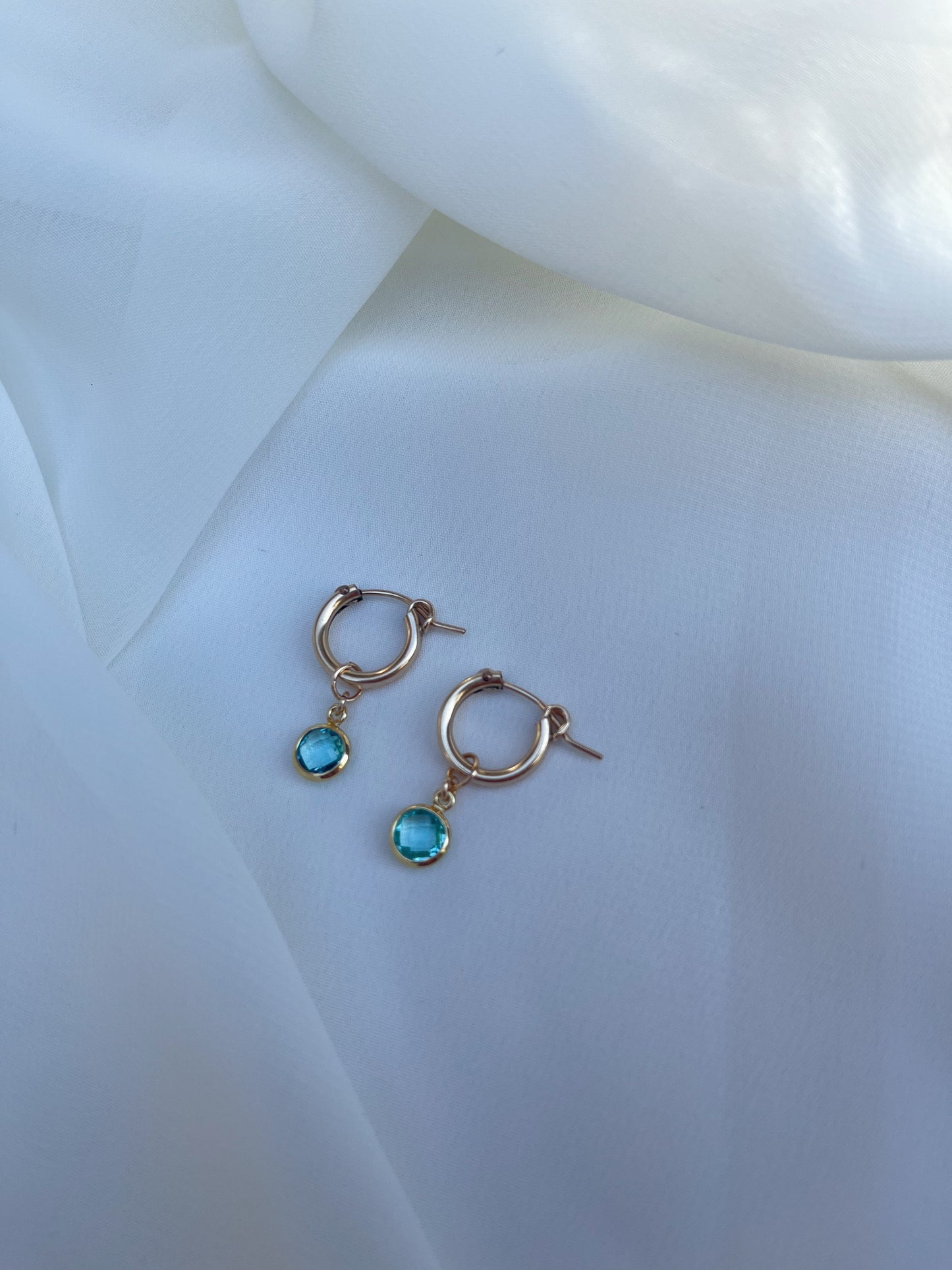 Birthstone Charm Hoop Earring