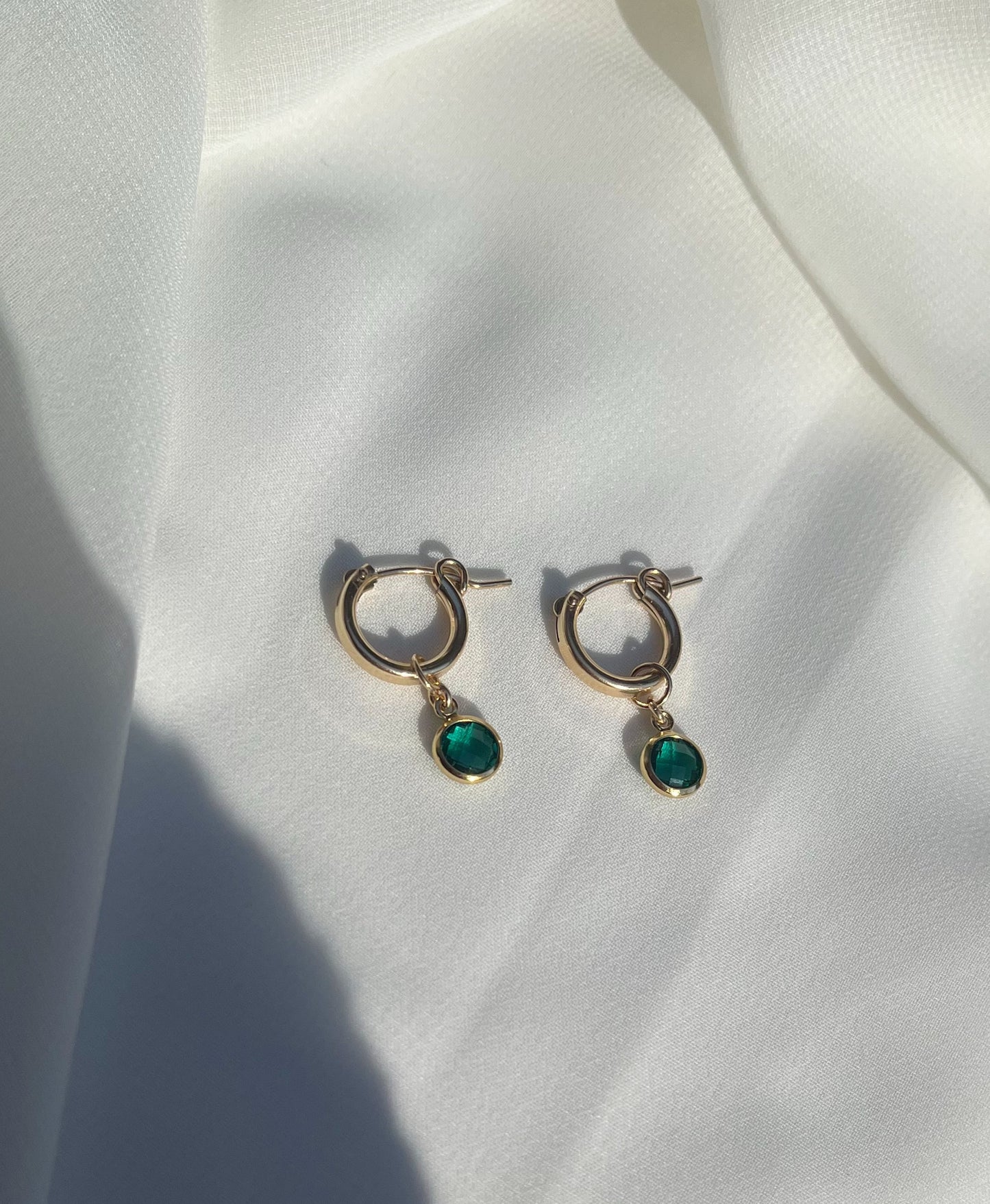 Birthstone Charm Hoop Earring