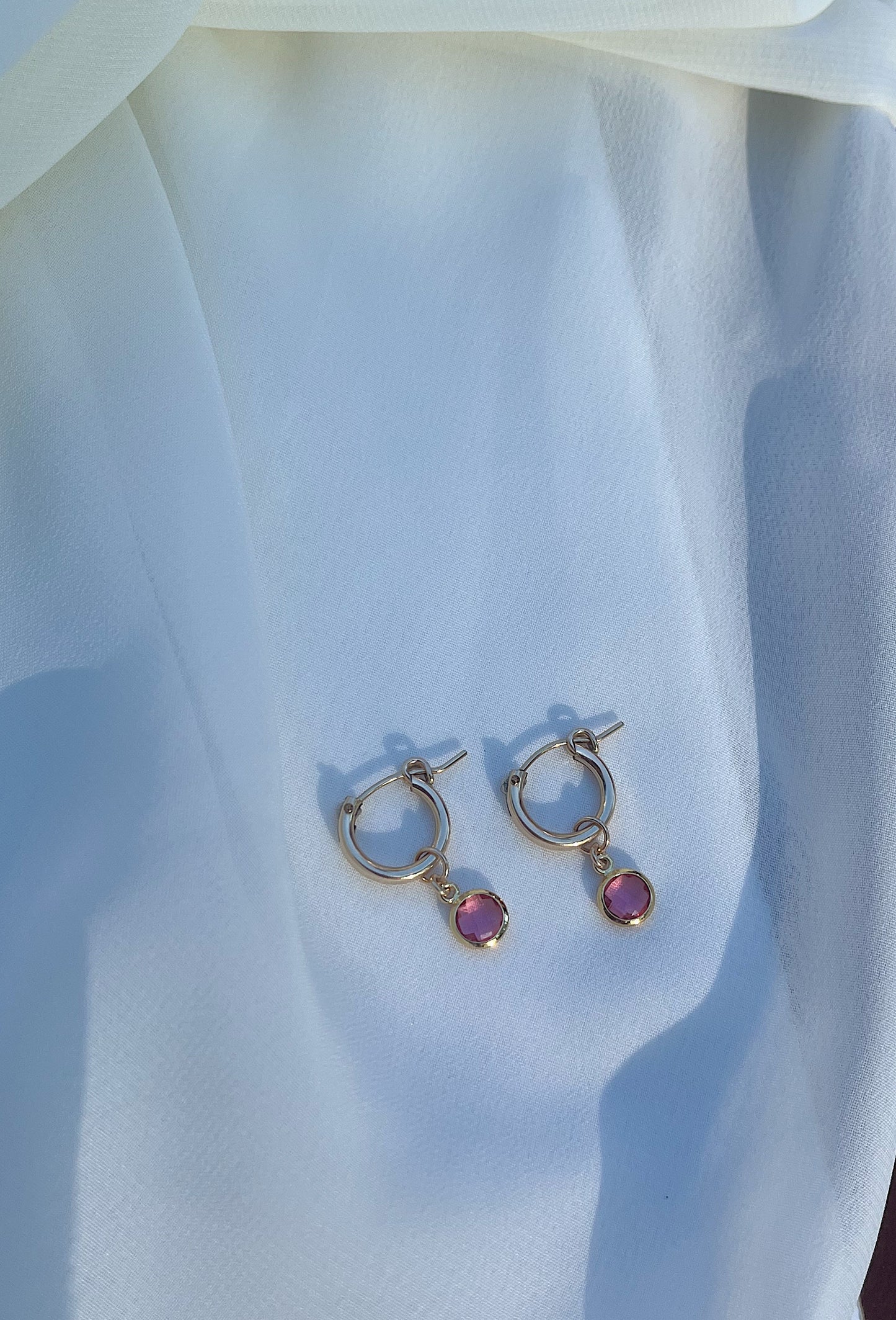 Birthstone Charm Hoop Earring