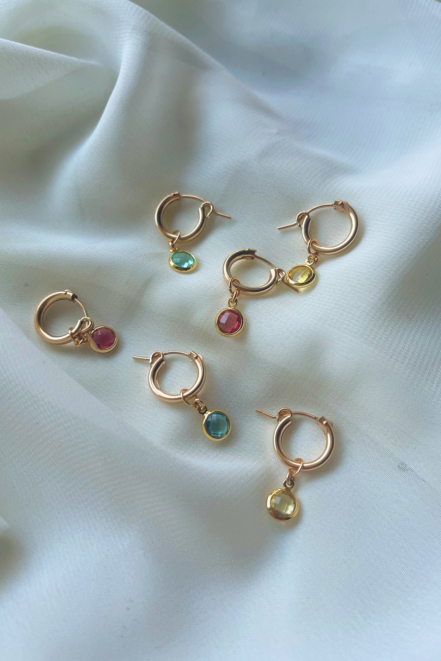 Birthstone Charm Hoop Earring