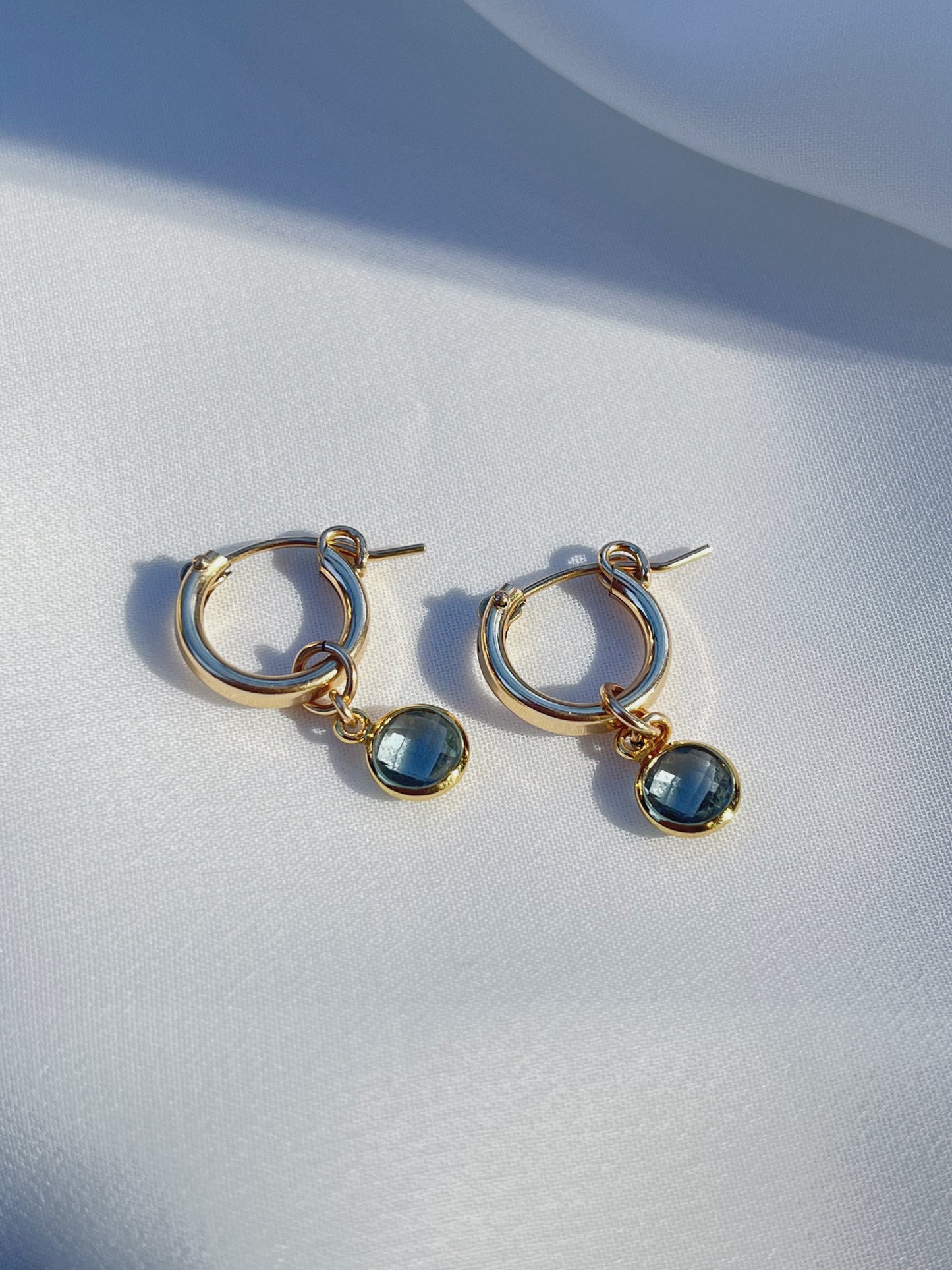 Birthstone Charm Hoop Earring